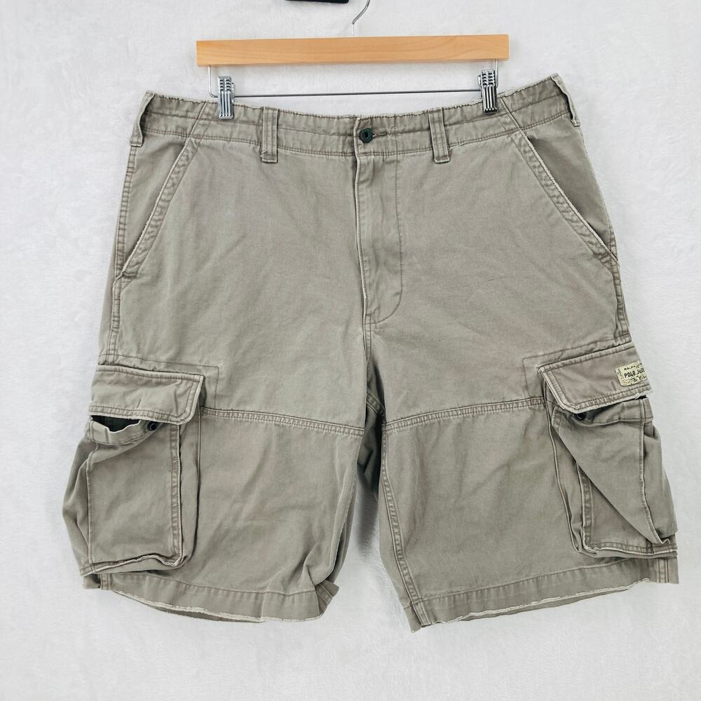 Polo Jeans Co Cargo Shorts Mens 38 Gray Cotton Vintage Y2k 12" Inseam